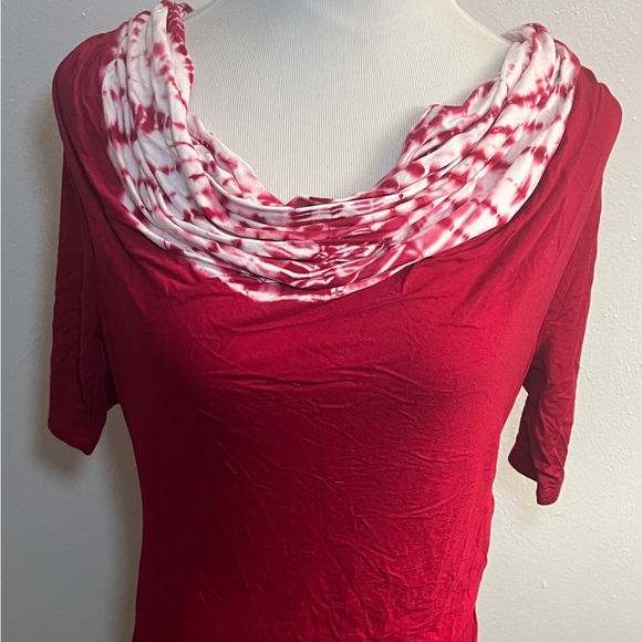 Soft Surroundings Tops - SOFT SURROUNDINGS Red Short Sleeve Size S Tie Dye Cowl‎ Neck A8